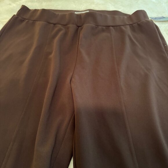 Catherines Dark Brown Crepe Knit Pull On Slacks Size 1XWP (18/20) NWT - Picture 2 of 15